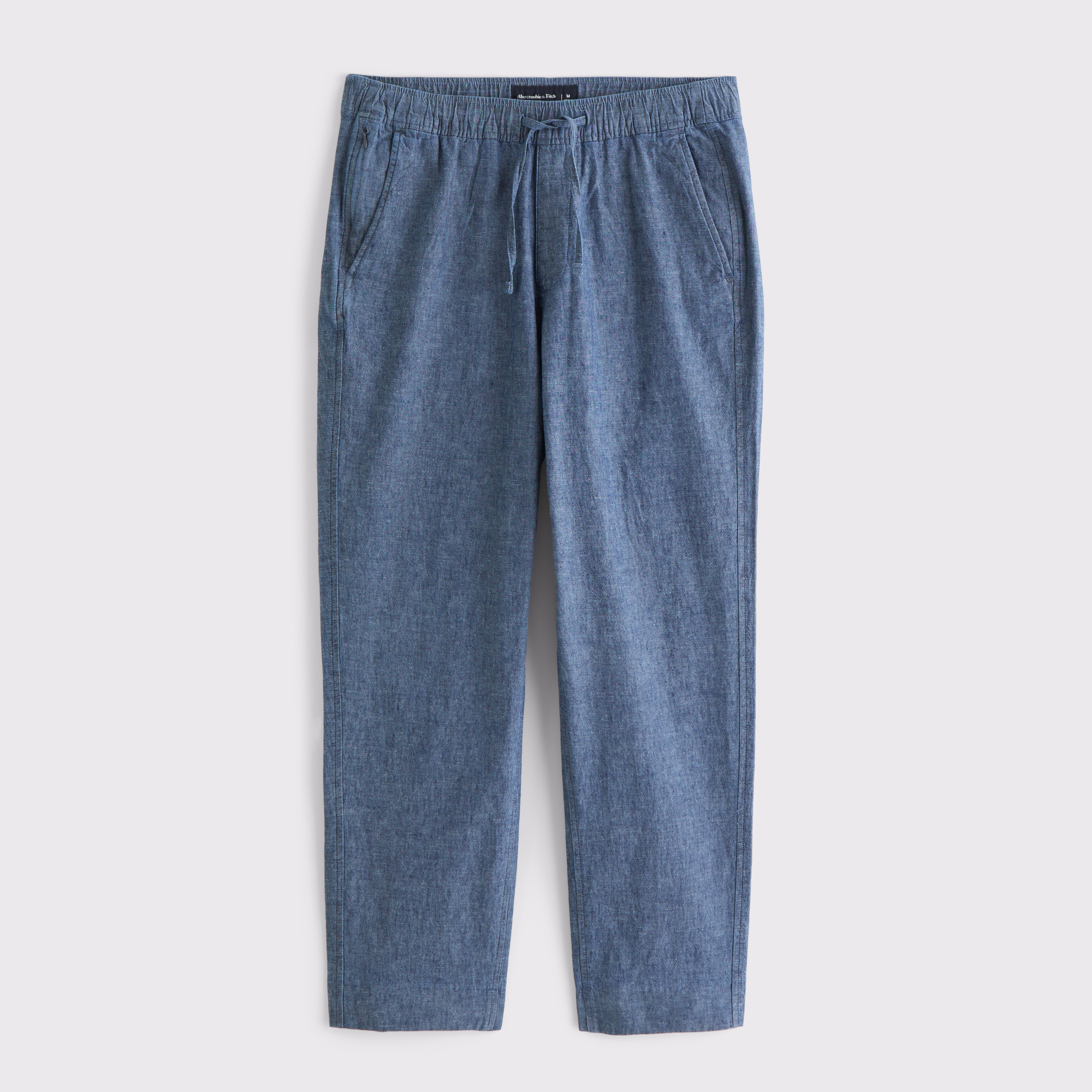 Abercrombie & Fitch Loose Linen-blend Pull-on Pant In Blue