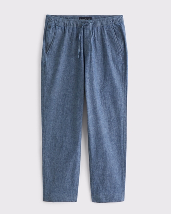 Loose Linen-Blend Pull-On Pant
