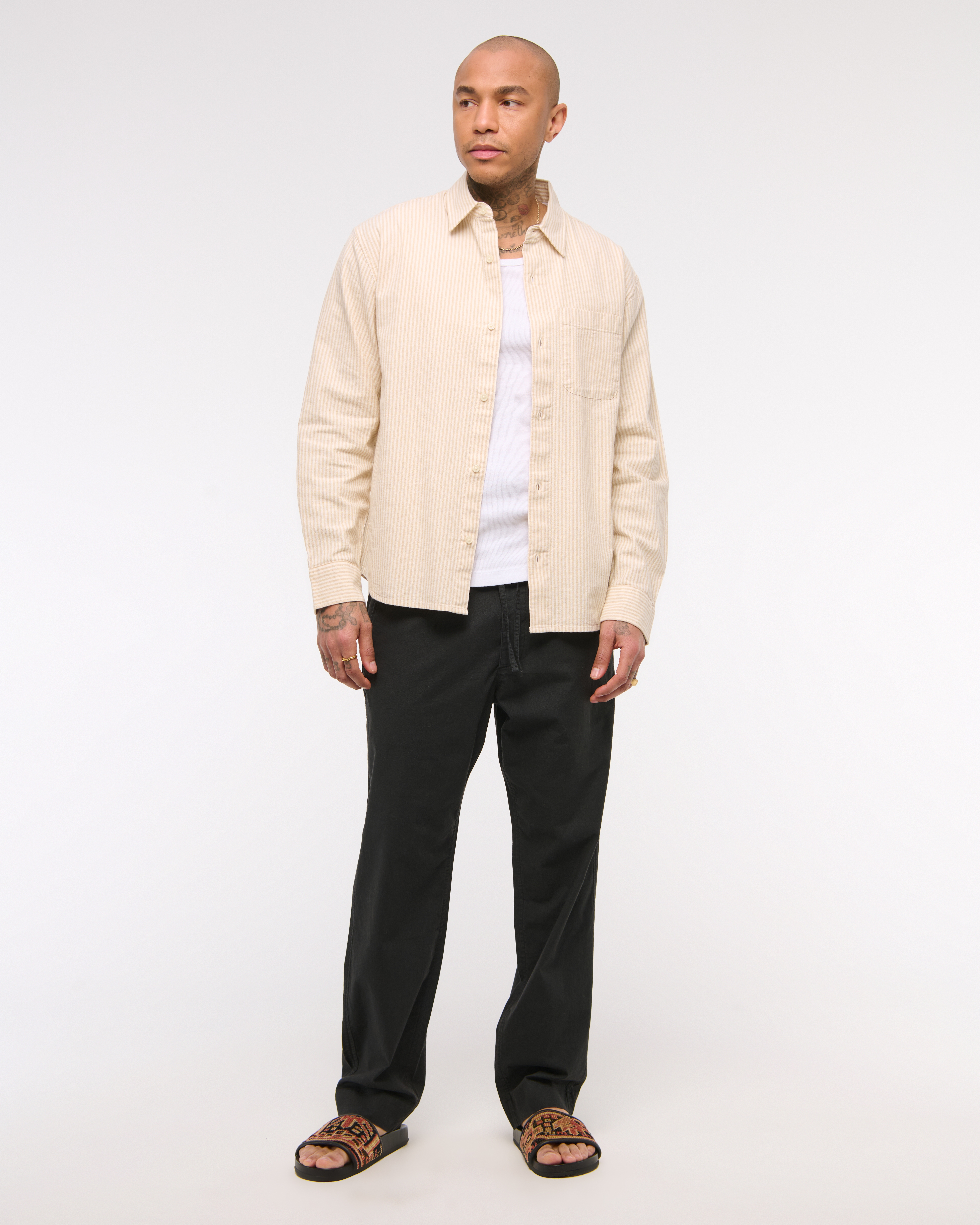 Abercrombie & Fitch Loose Linen-blend Pull-on Pant In Neutral