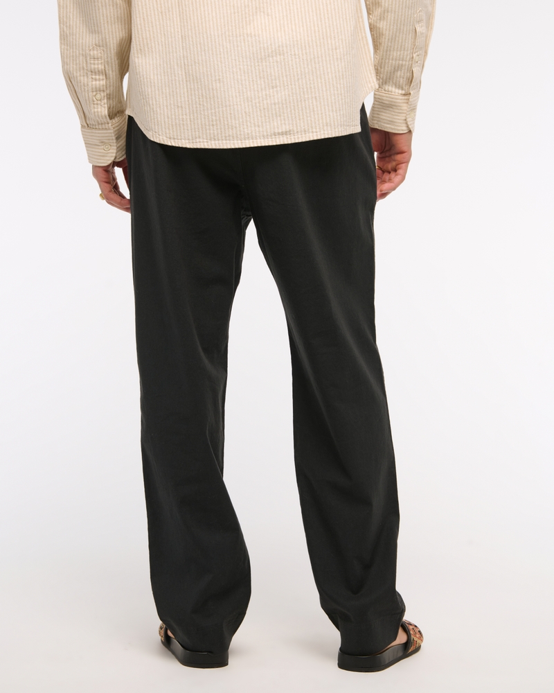 Loose Linen-Blend Pull-On Pant