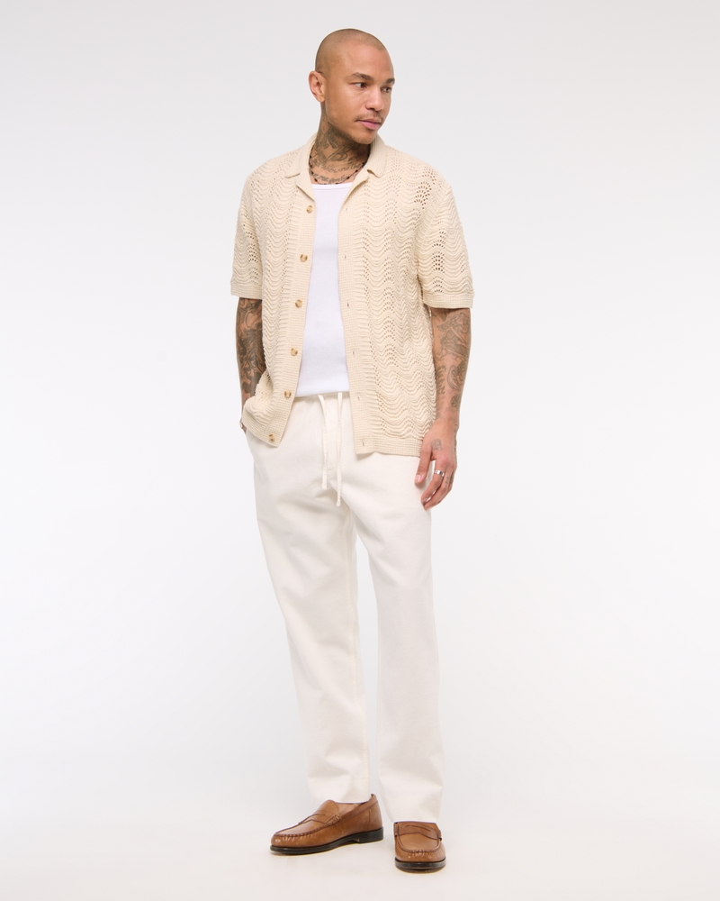Loose Linen-Blend Pull-On Pant