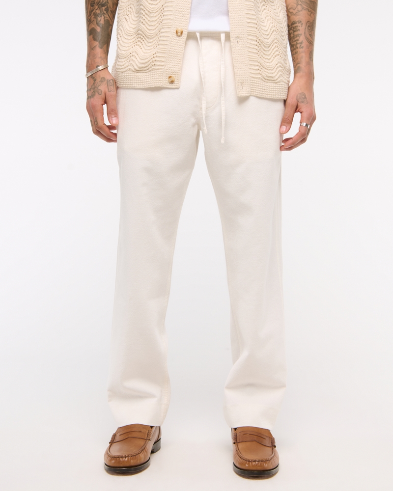 Loose Linen-Blend Pull-On Pant