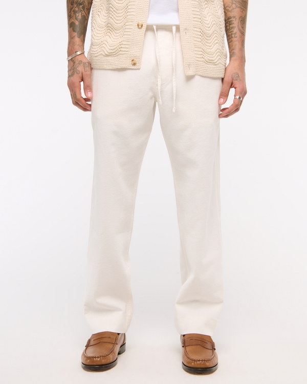 Loose Linen-Blend Pull-On Pant