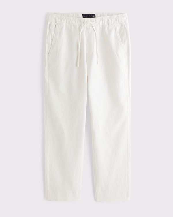 Loose Linen-Blend Pull-On Pant, Cream view 2