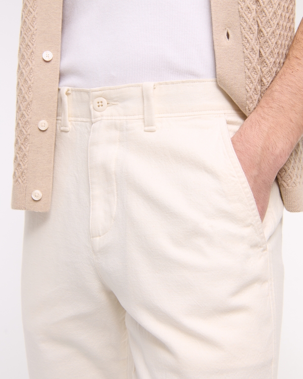 Straight Linen-Blend Fixed Waist Pant