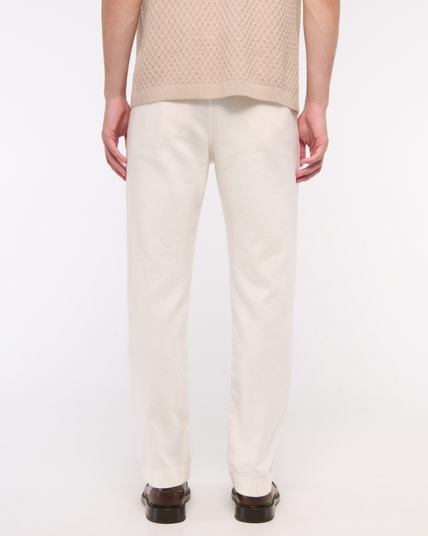 Straight Linen-Blend Fixed Waist Pant