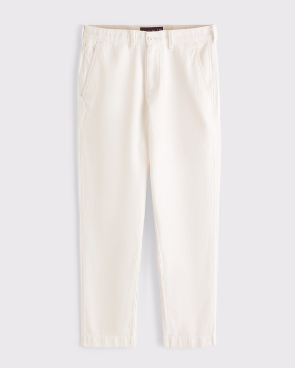 Straight Linen-Blend Fixed Waist Pant, Cream view 2