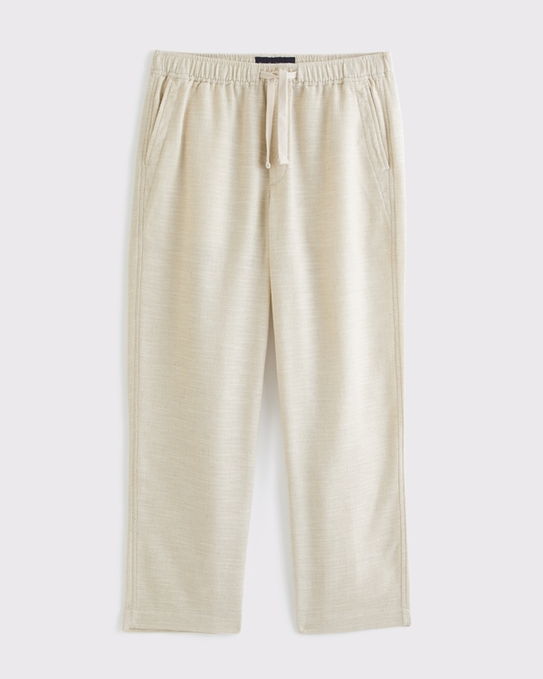 Baggy Cotton Texture Pull-On Pant, Light Beige view 2