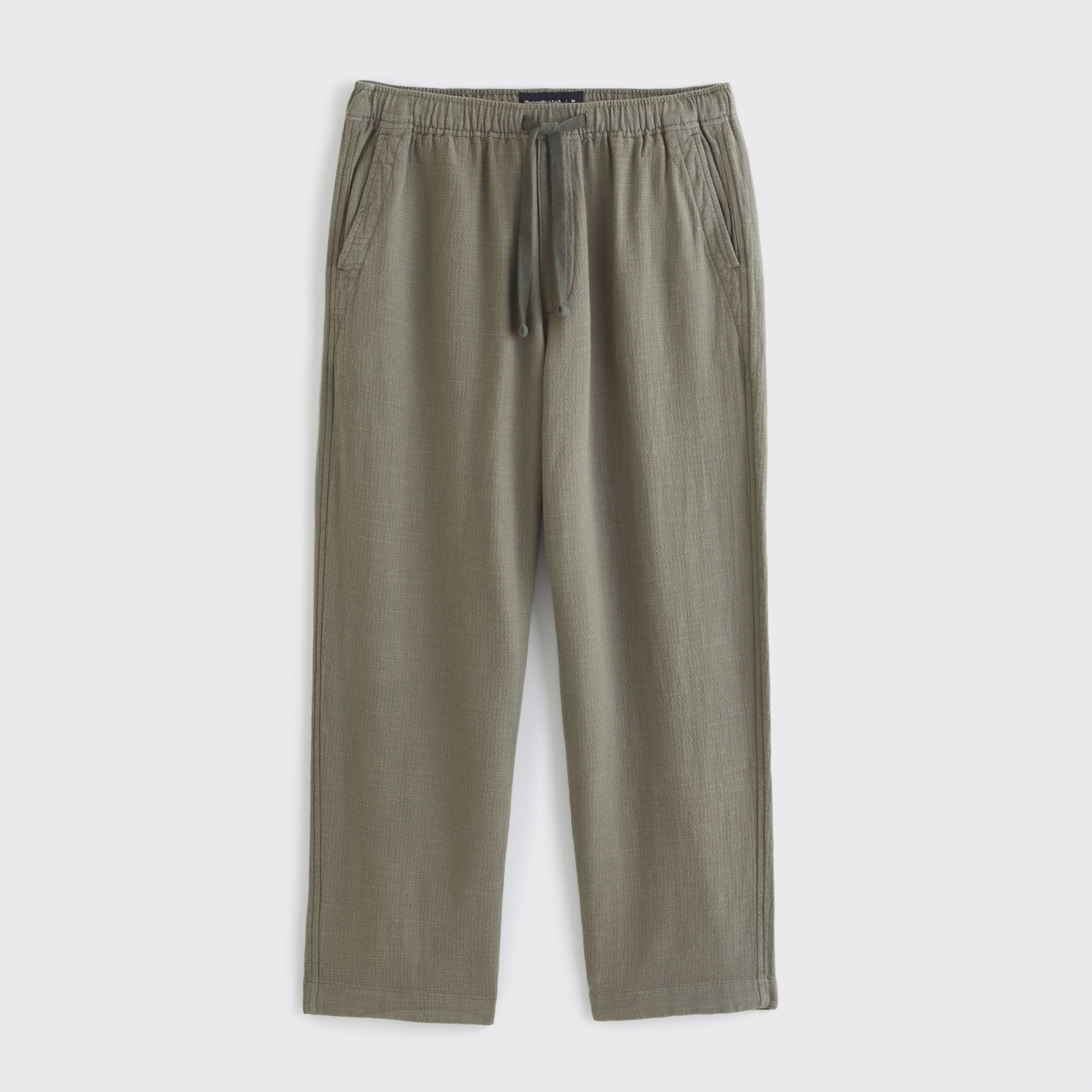 Abercrombie & Fitch Baggy Cotton Texture Pull-on Pant In Green
