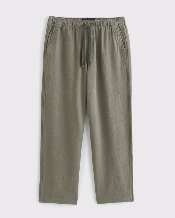 Baggy Cotton Texture Pull-On Pant, Dark Sage view 1