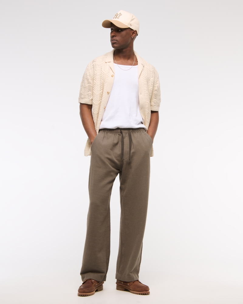 Baggy Cotton Texture Pull-On Pant
