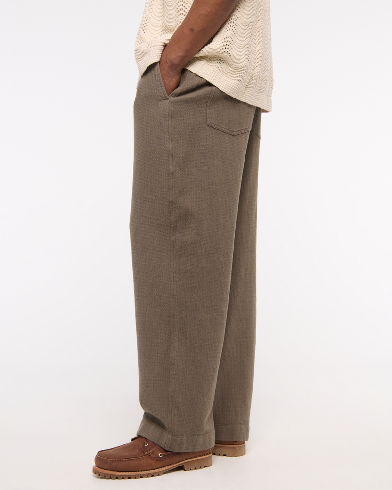 Pantalon ample à enfiler en coton texturé