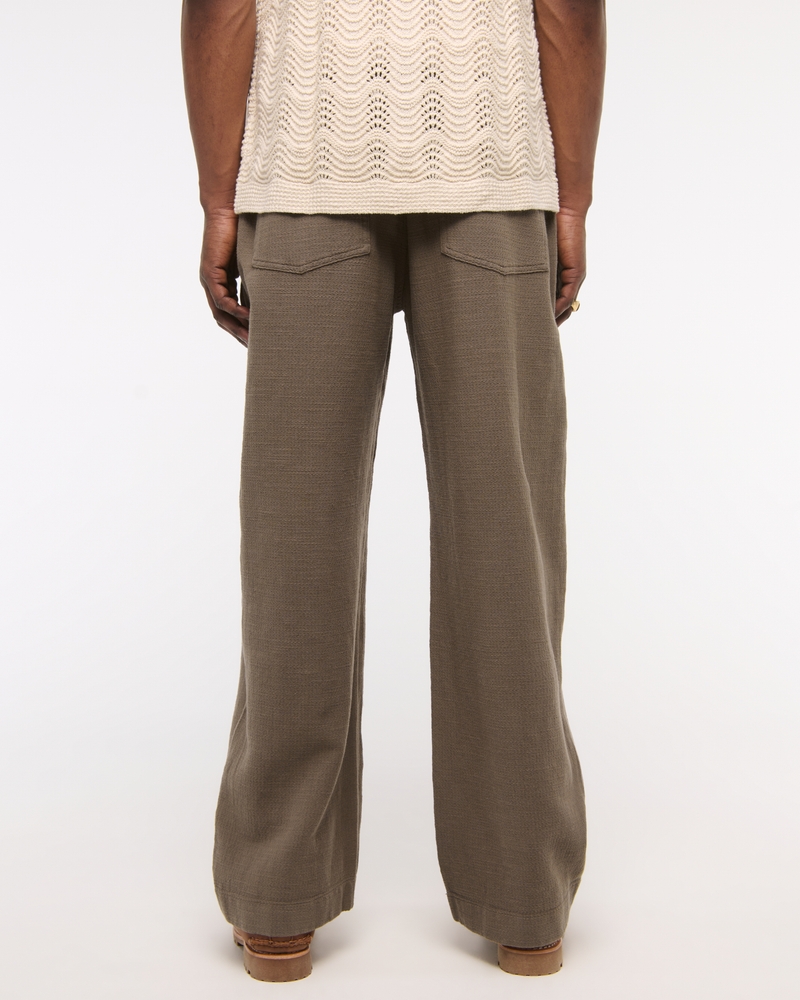 Pantalon ample à enfiler en coton texturé