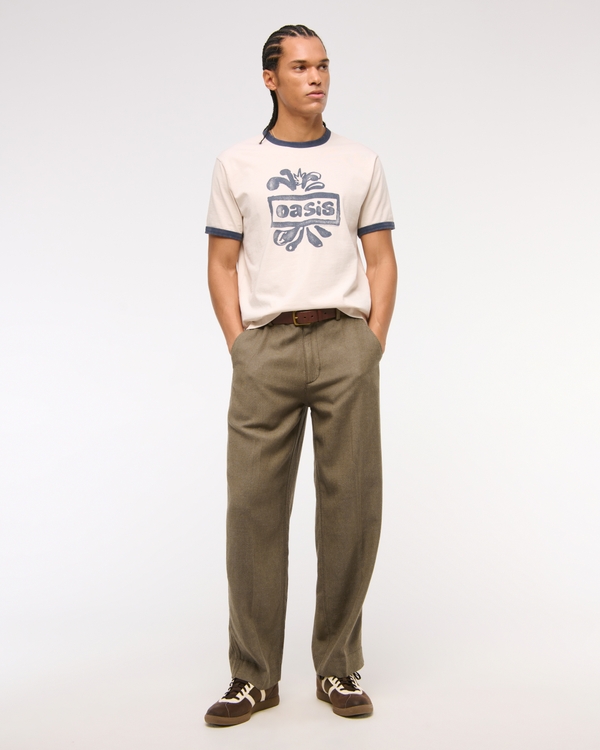 Baggy Tailored Linen-Blend Trouser, Grape Leaf view 1
