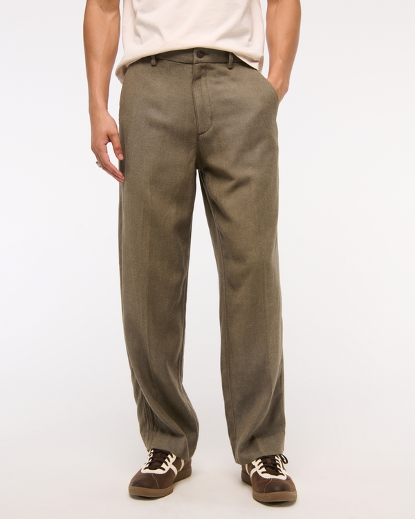 Baggy Tailored Linen-Blend Trouser, Grape Leaf view 2