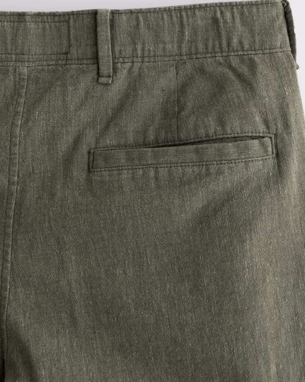 Straight Linen-Blend Fixed Waist Pant