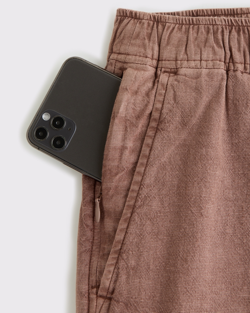 Loose Linen-Blend Pull-On Pant