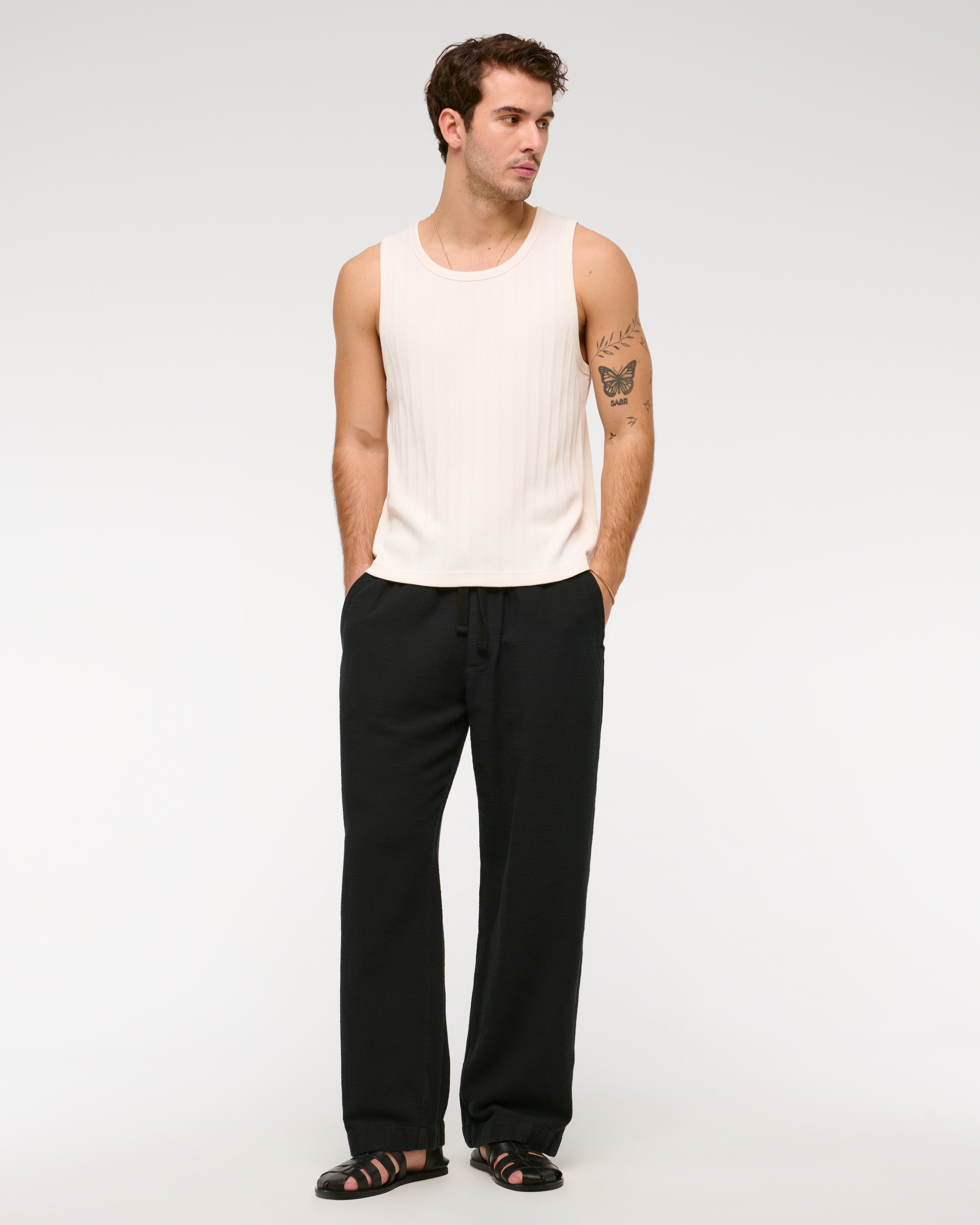 Abercrombie & Fitch Baggy Cotton Texture Pull-on Pant In Blue