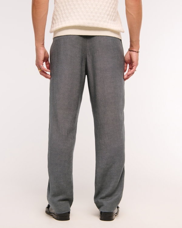 Loose Tailored Linen-Blend Pull-On Pant