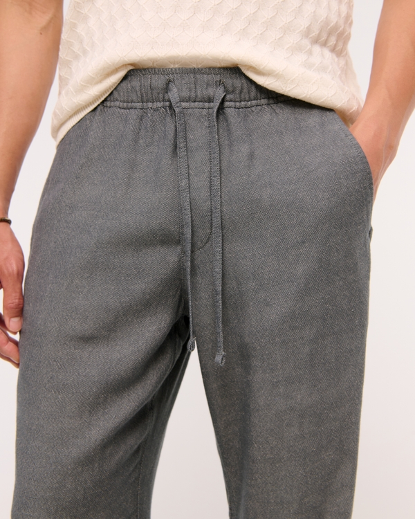 Loose Tailored Linen-Blend Pull-On Pant