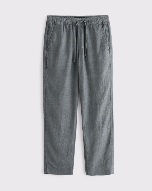 Loose Tailored Linen-Blend Pull-On Pant, Blue-gray view 1