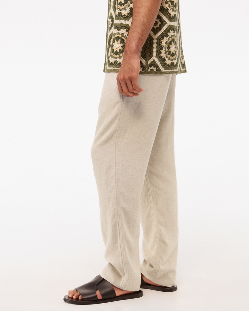Loose Tailored Linen-Blend Pull-On Pant
