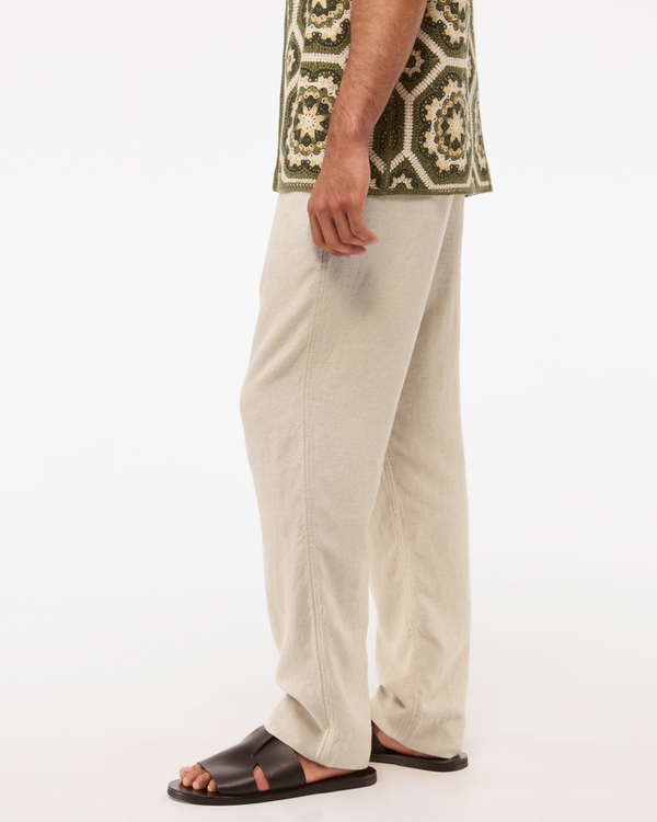 Loose Tailored Linen-Blend Pull-On Pant