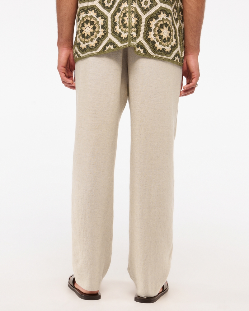 Loose Tailored Linen-Blend Pull-On Pant