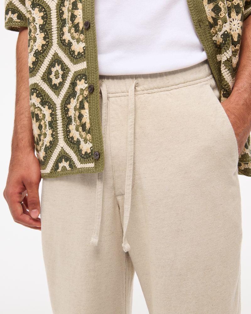 Loose Tailored Linen-Blend Pull-On Pant
