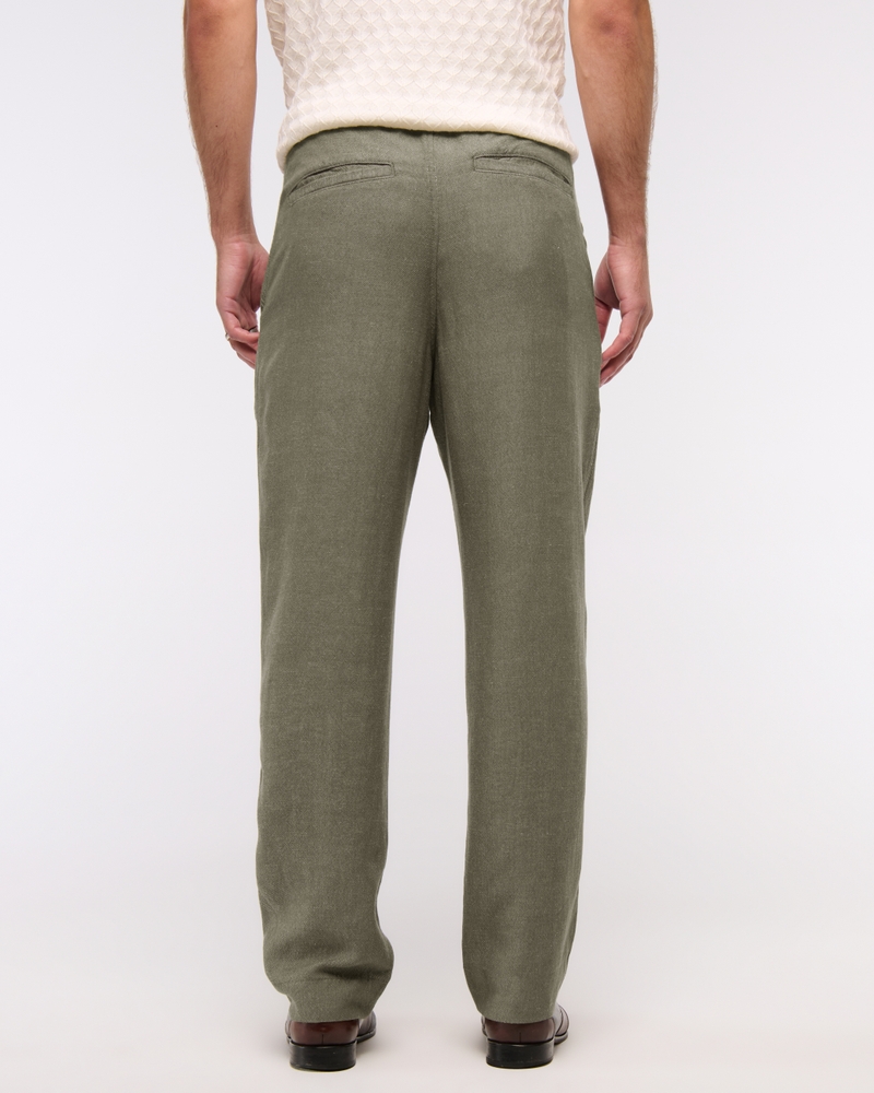 Loose Tailored Linen-Blend Pull-On Pant