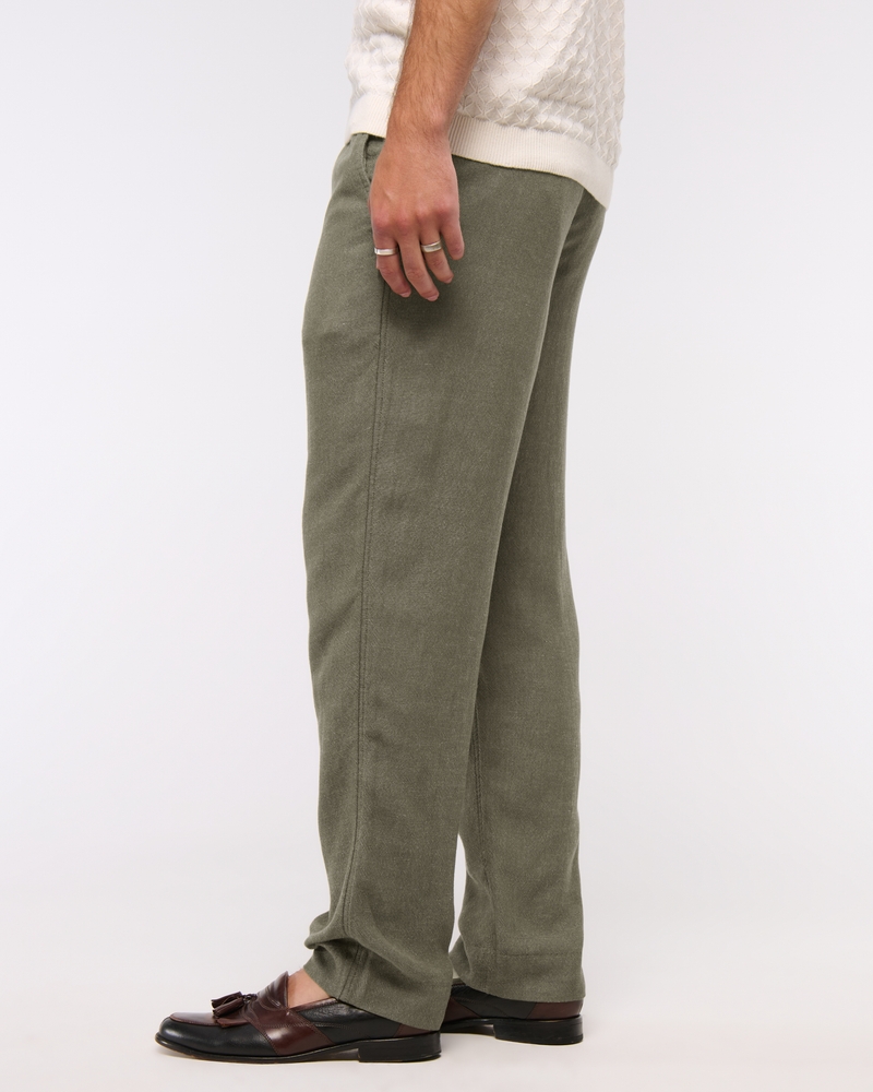 Loose Tailored Linen-Blend Pull-On Pant