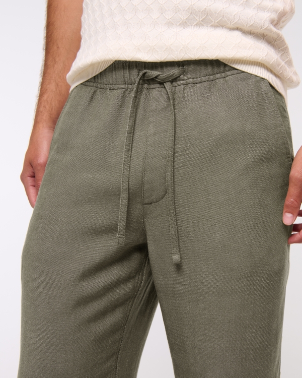 Loose Tailored Linen-Blend Pull-On Pant