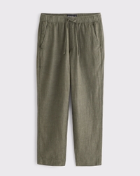 Loose Tailored Linen-Blend Pull-On Pant