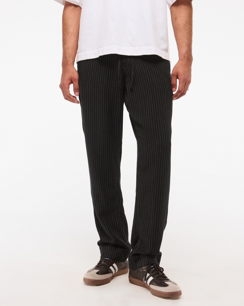 Loose Tailored Linen-Blend Pull-On Pant