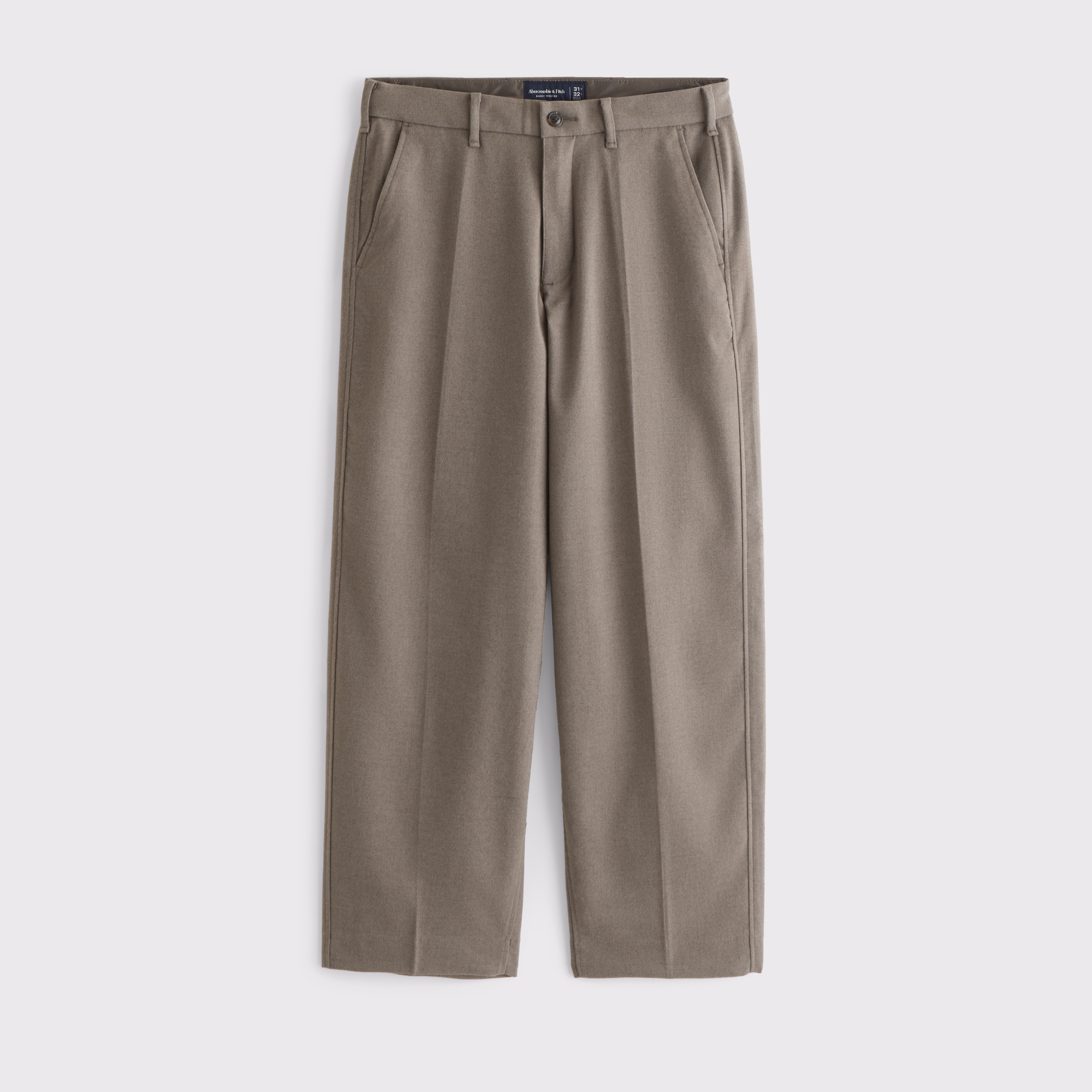 Abercrombie & Fitch Brushed Woven Baggy Trouser In Brown