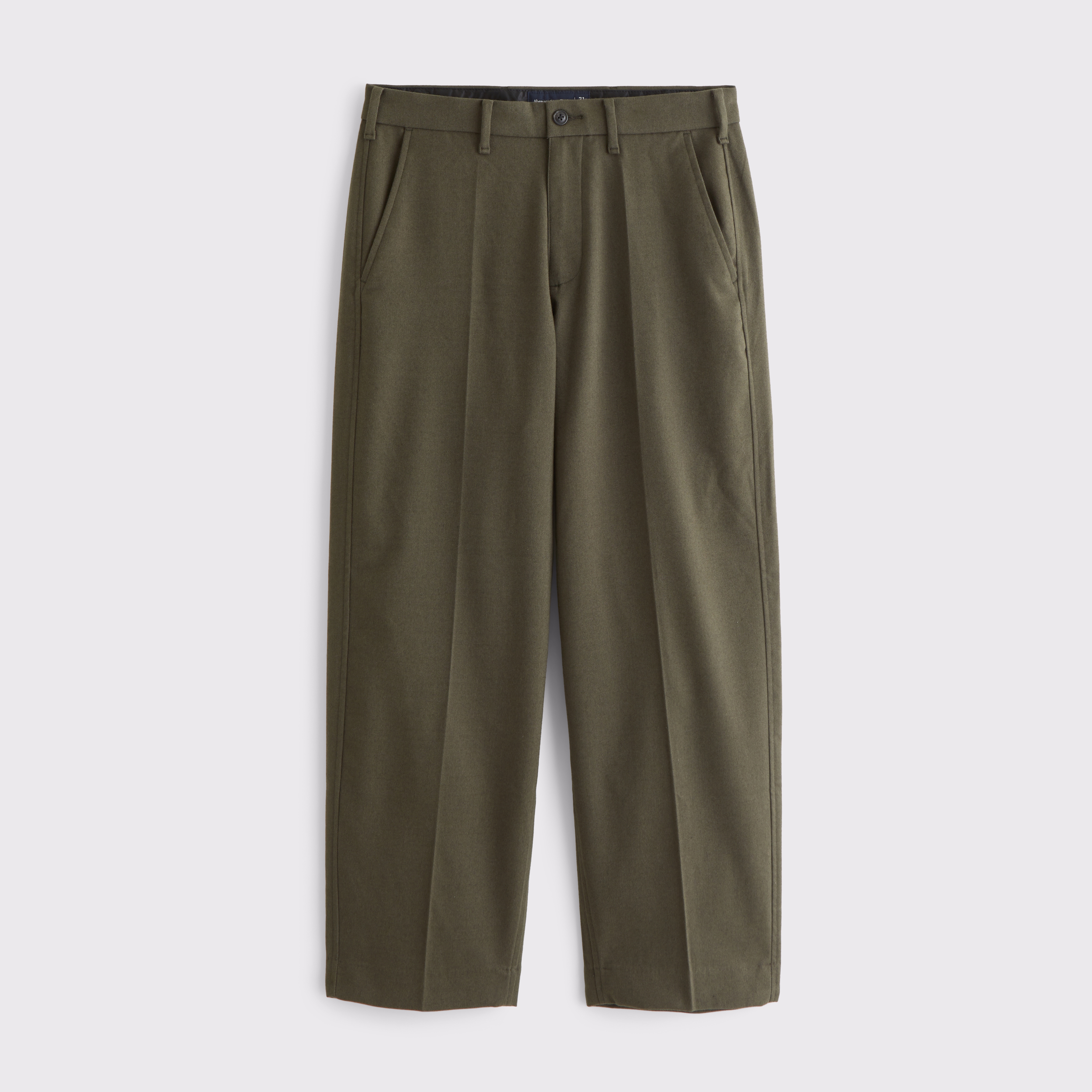 Abercrombie & Fitch Brushed Woven Baggy Trouser In Green