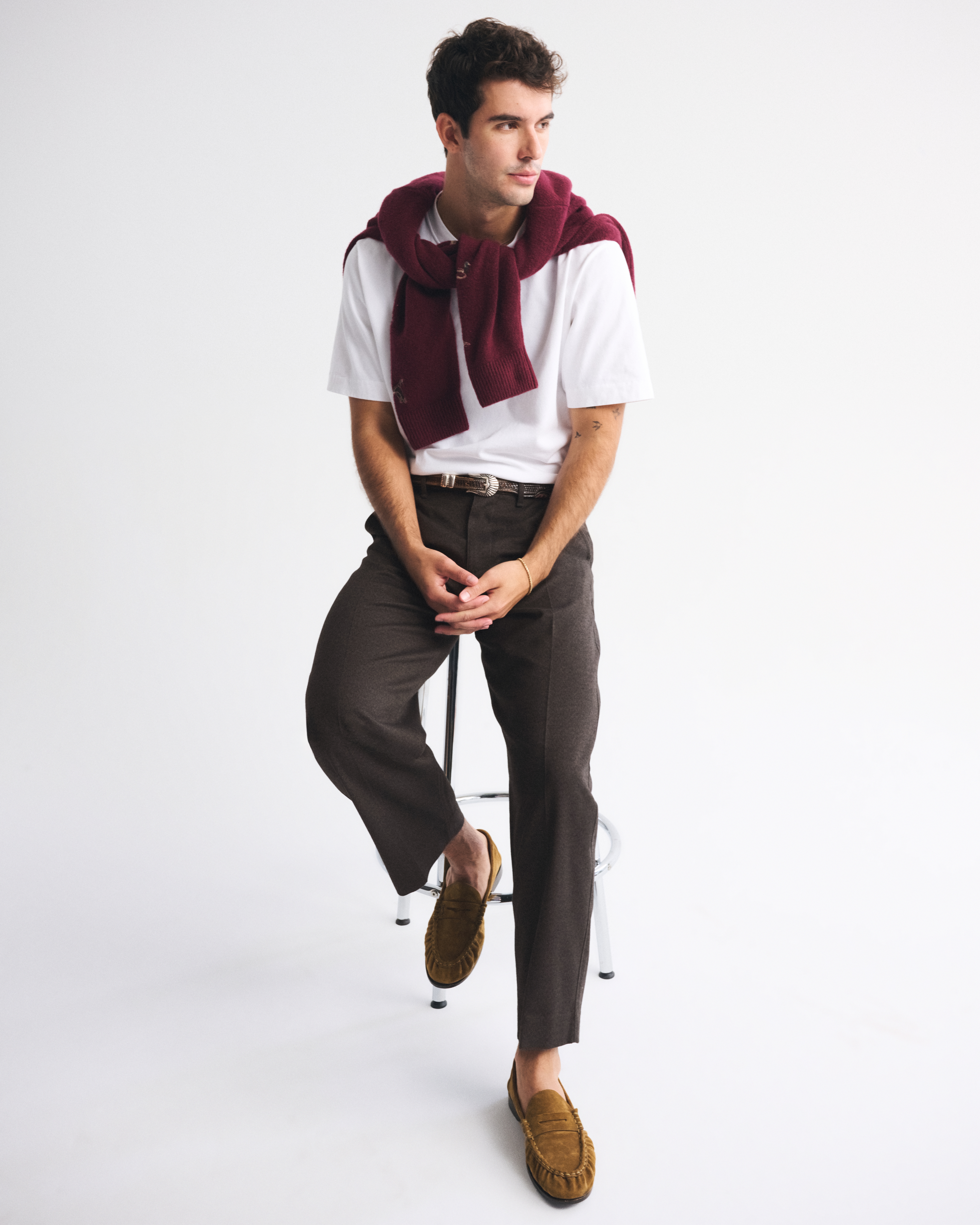 Abercrombie & Fitch Brushed Woven Baggy Trouser In Brown