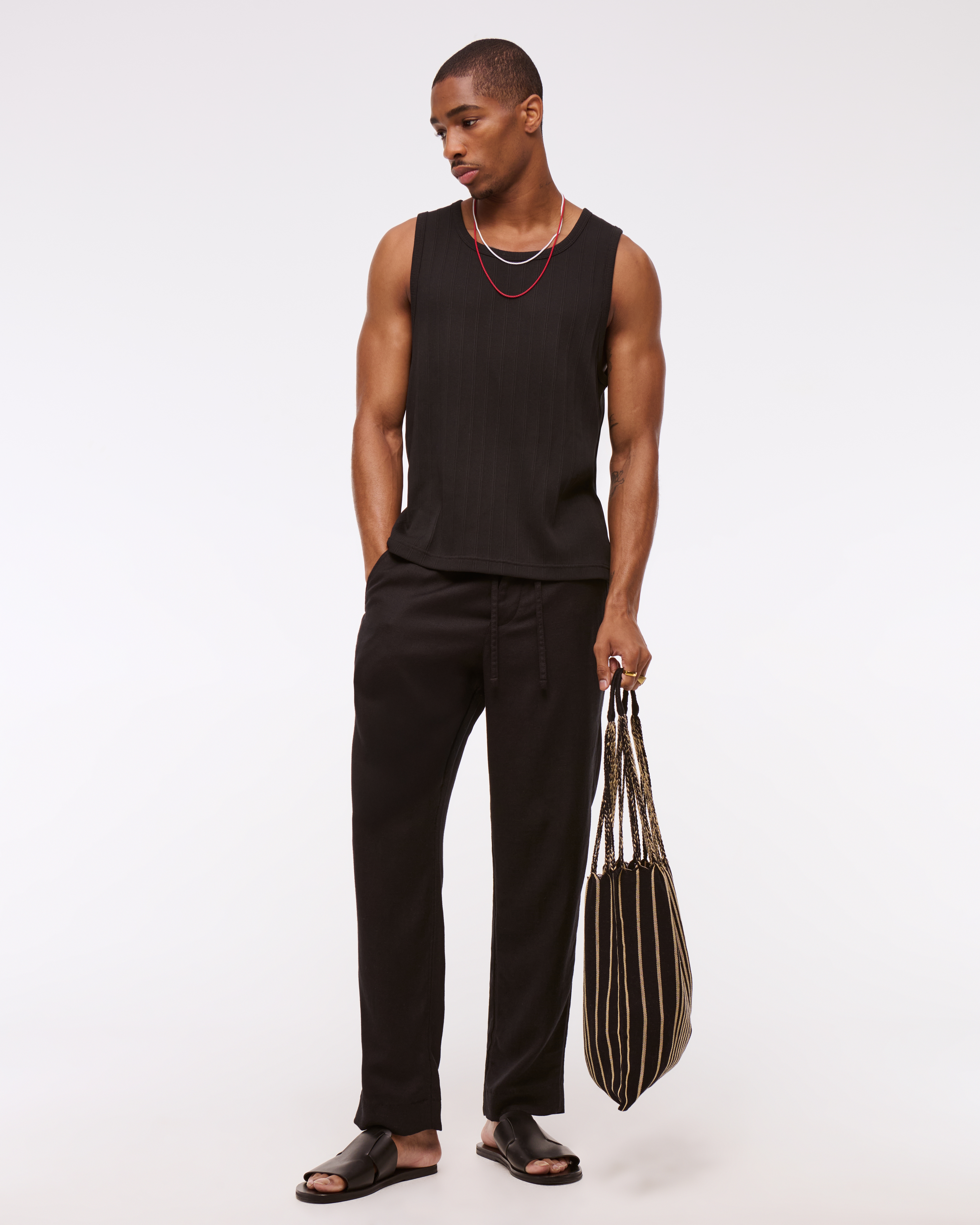 【THE MOZZ】[Premium] Woods Linen Loose Fit Pants Men's Loose Tailored Linen-Blend Pull-On Pant | Men's