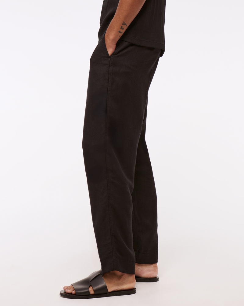 Loose Tailored Linen-Blend Pull-On Pant