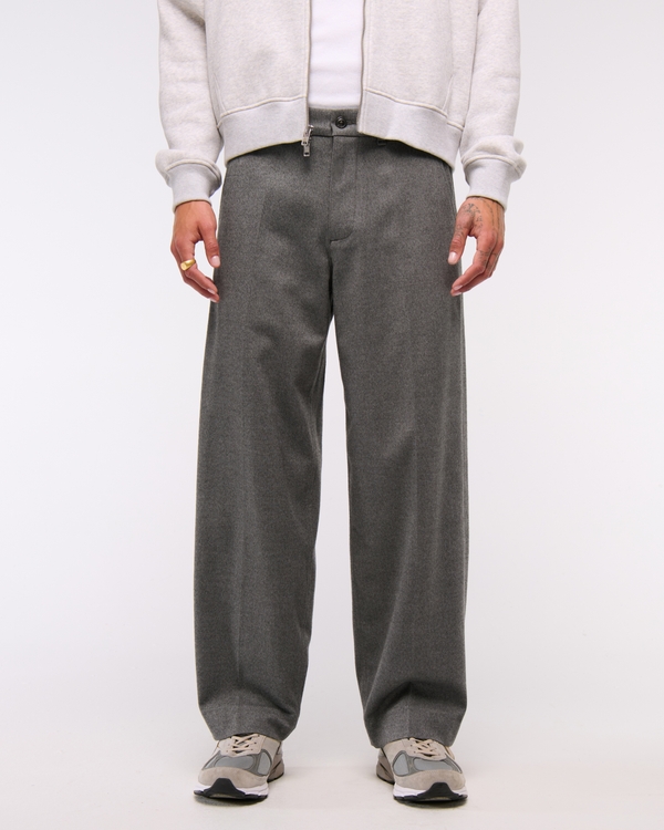 Brushed Woven Baggy Trouser, Gray Heather view 2