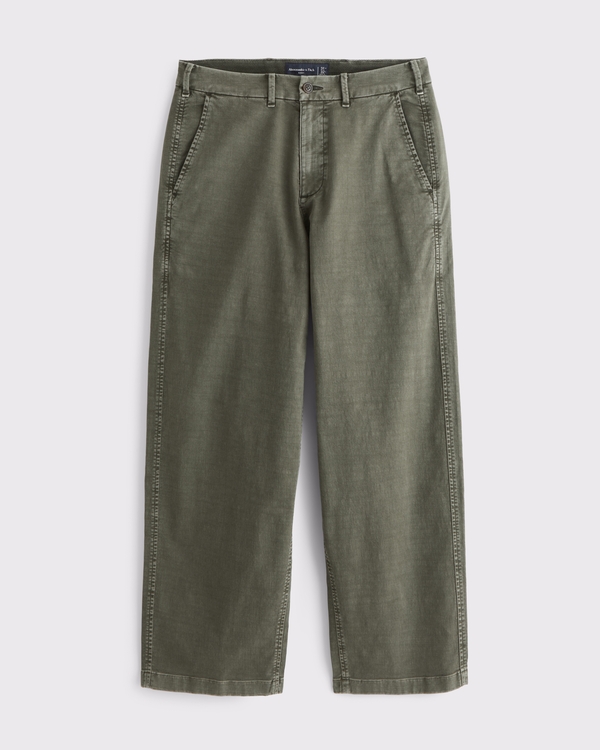 Baggy Chino, Olive Green view 1