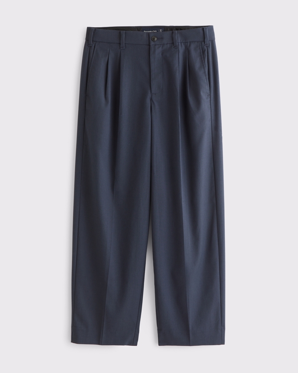 Pleated Baggy Trouser, Navy view 1