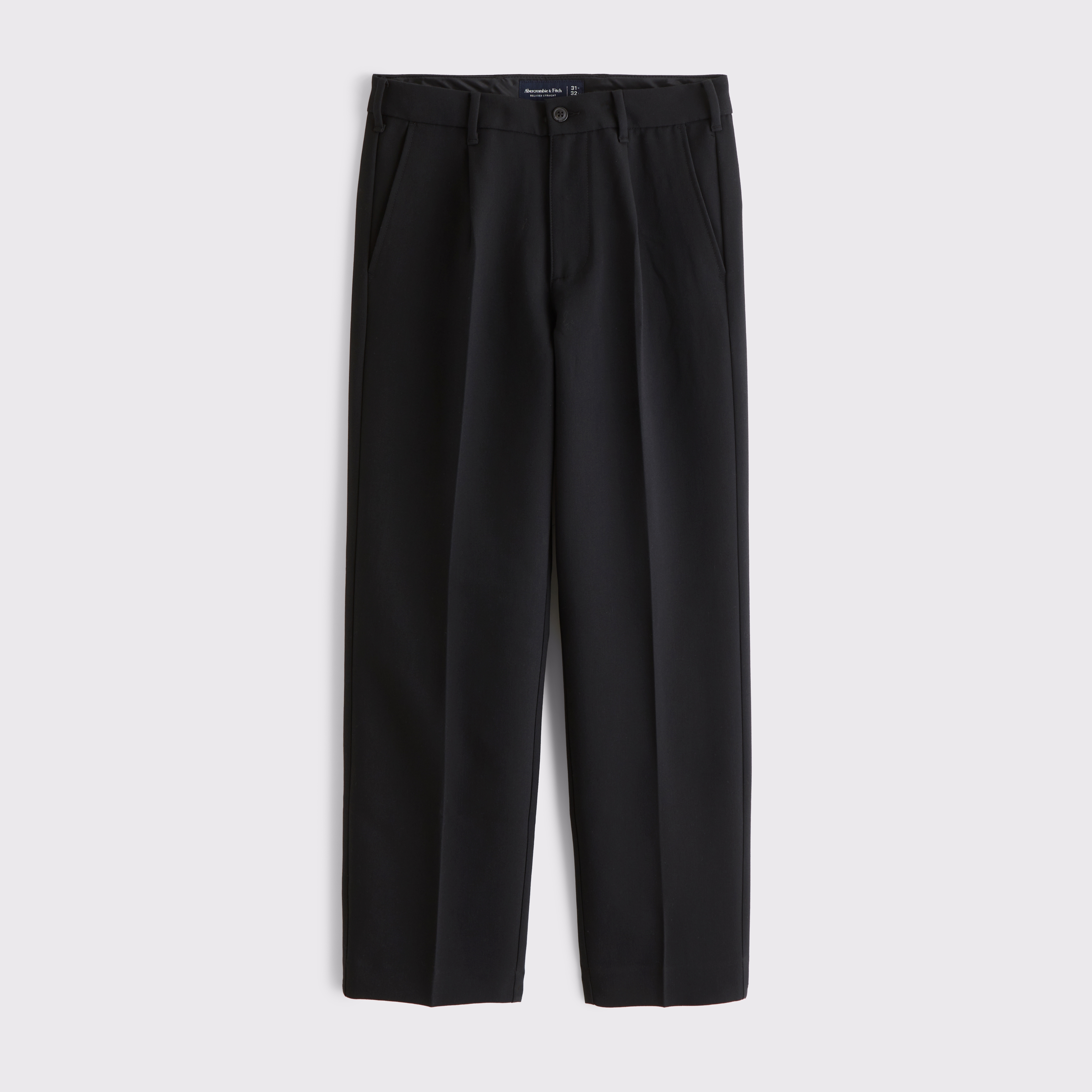 Abercrombie & Fitch Pleated Relaxed Straight Trouser In Black