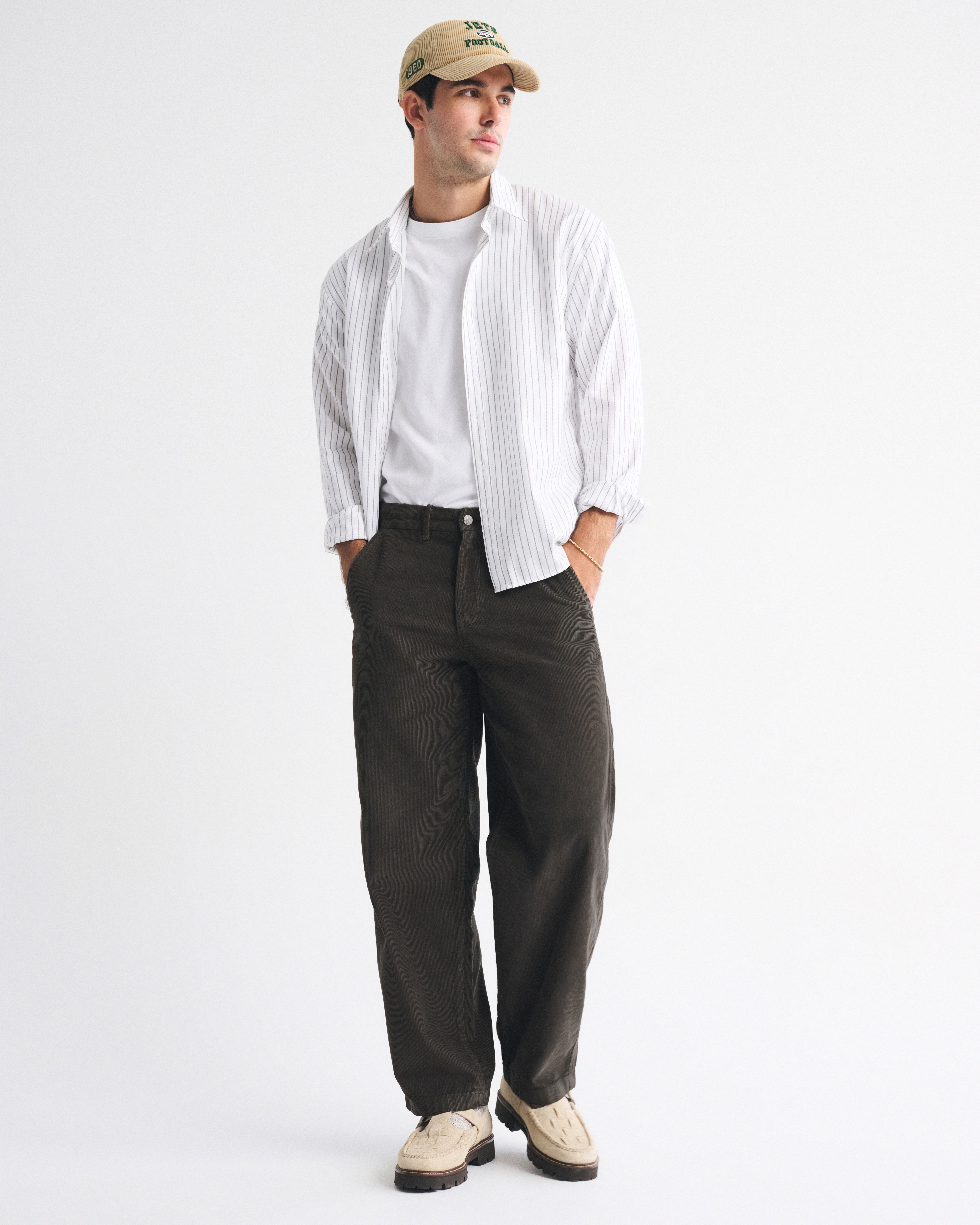 Мужские брюки Abercrombie & Fitch Corduroy Baggy Trouser, цвет: Меловой чёрный — фото 2