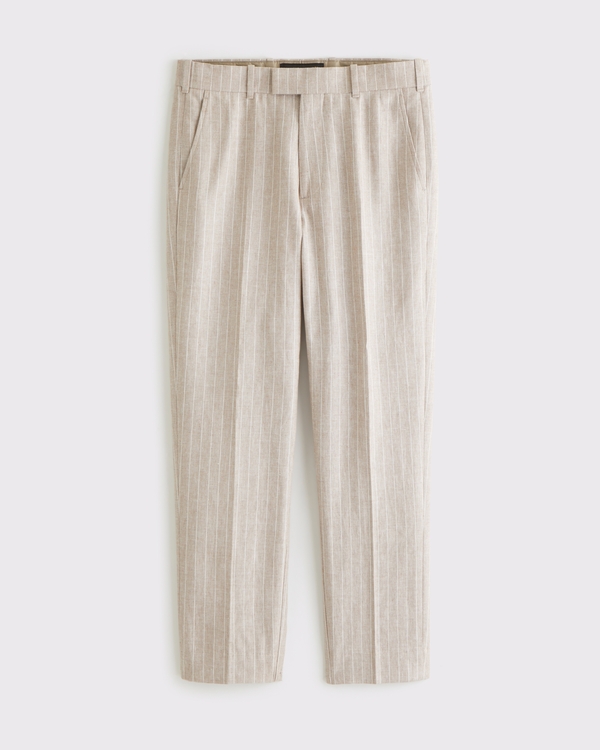 The A&F Collins Slim Linen-Blend Suit Pant, Beige Stripe view 1