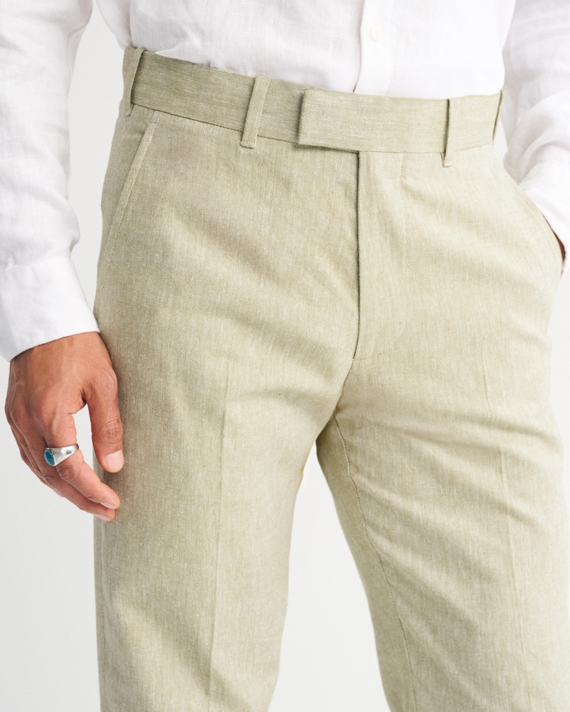 Men's The A&F Collins Slim Linen-Blend Suit Pant in Light Beige | Size 28 X 30 | Abercrombie & Fitch