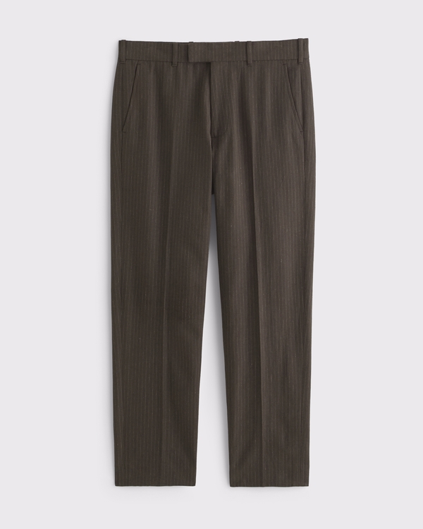 The A&F Collins Slim Linen-Blend Suit Pant, Dark Brown Pinstripe view 1