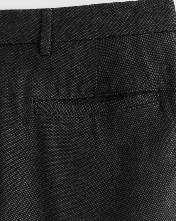 Linen-Blend Pleated Relaxed Straight Fixed Waist Pant