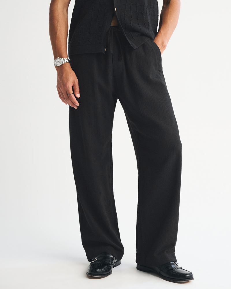 Baggy Cotton Texture Pull-On Pant