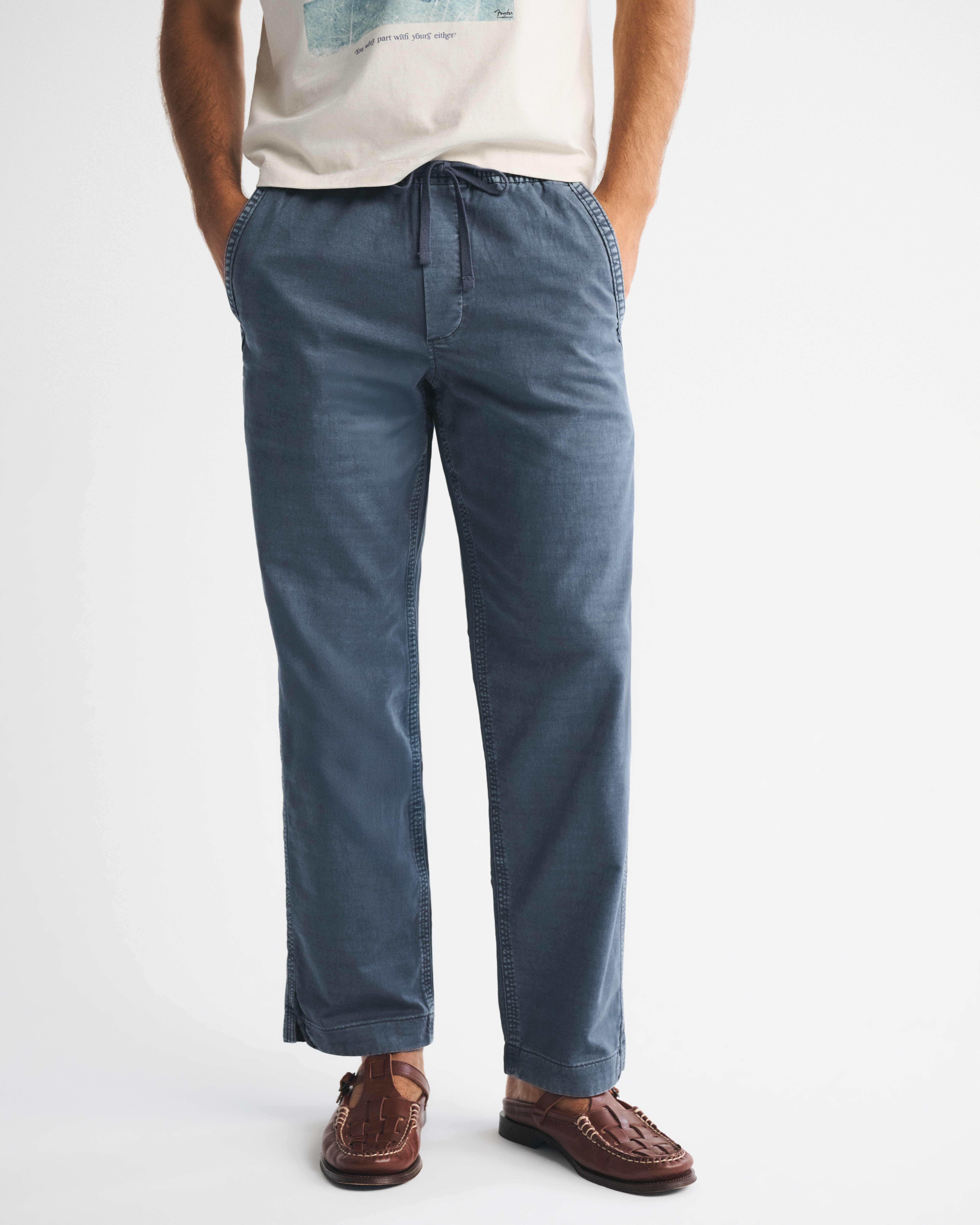 Мужские брюки Abercrombie & Fitch Relaxed Straight Sea Fade Pull-On Pant — фото 3